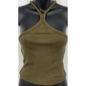 Indah Body Women Halter Tank Top Blouse Size Small S Green Stretch Lined NWT New